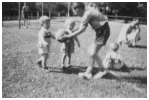 Jørgen og Lone på Nr.Alslev Idrætsplads. 1955.